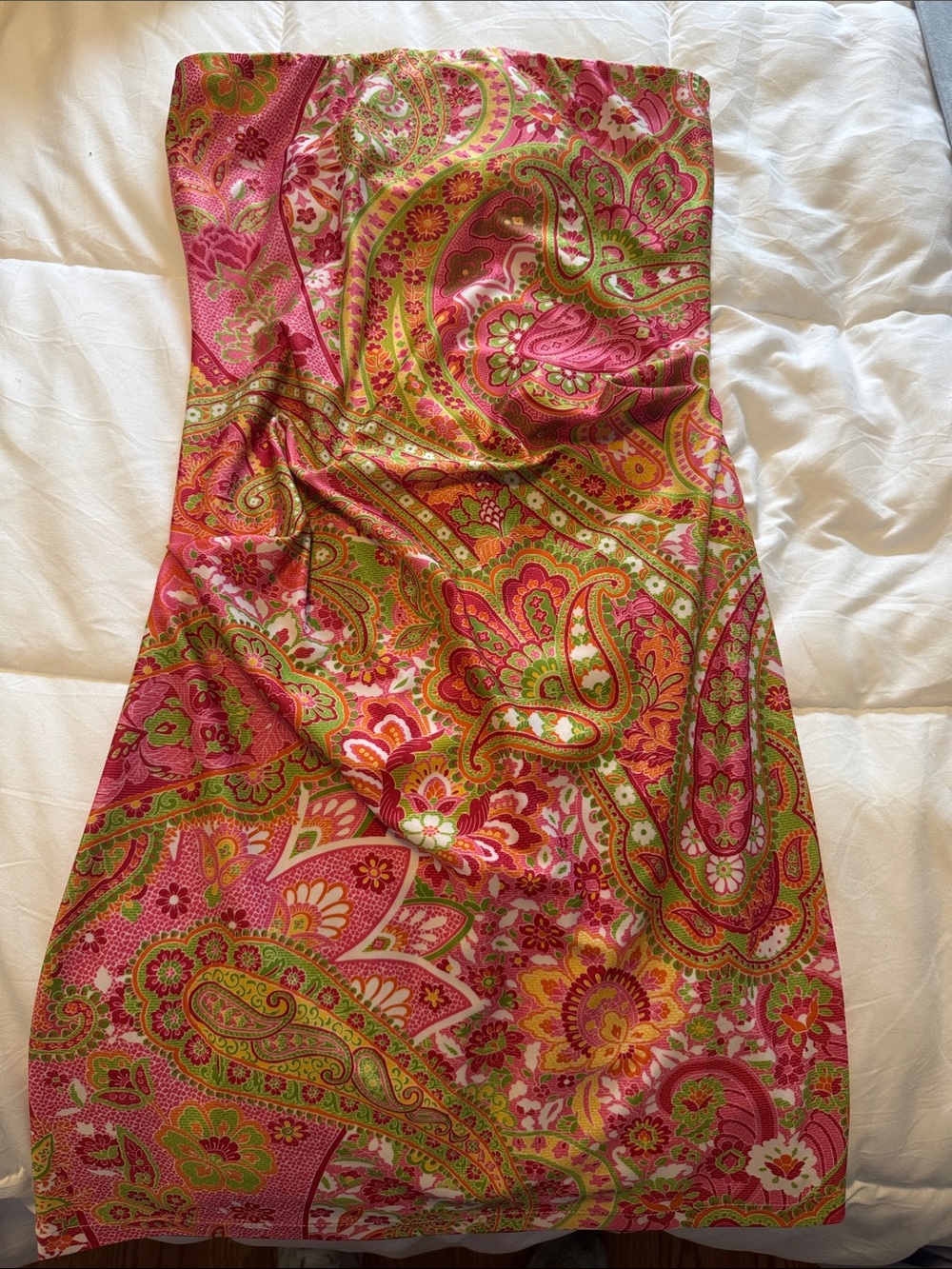 Strapless Paisley Print Sundress in Pink